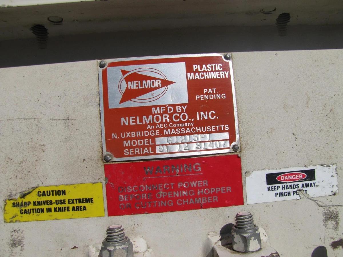 Used Nelmor AEC 10 HP Plastic Granulator Chopper Grinder Machine G1215P1 230V 3 Phase