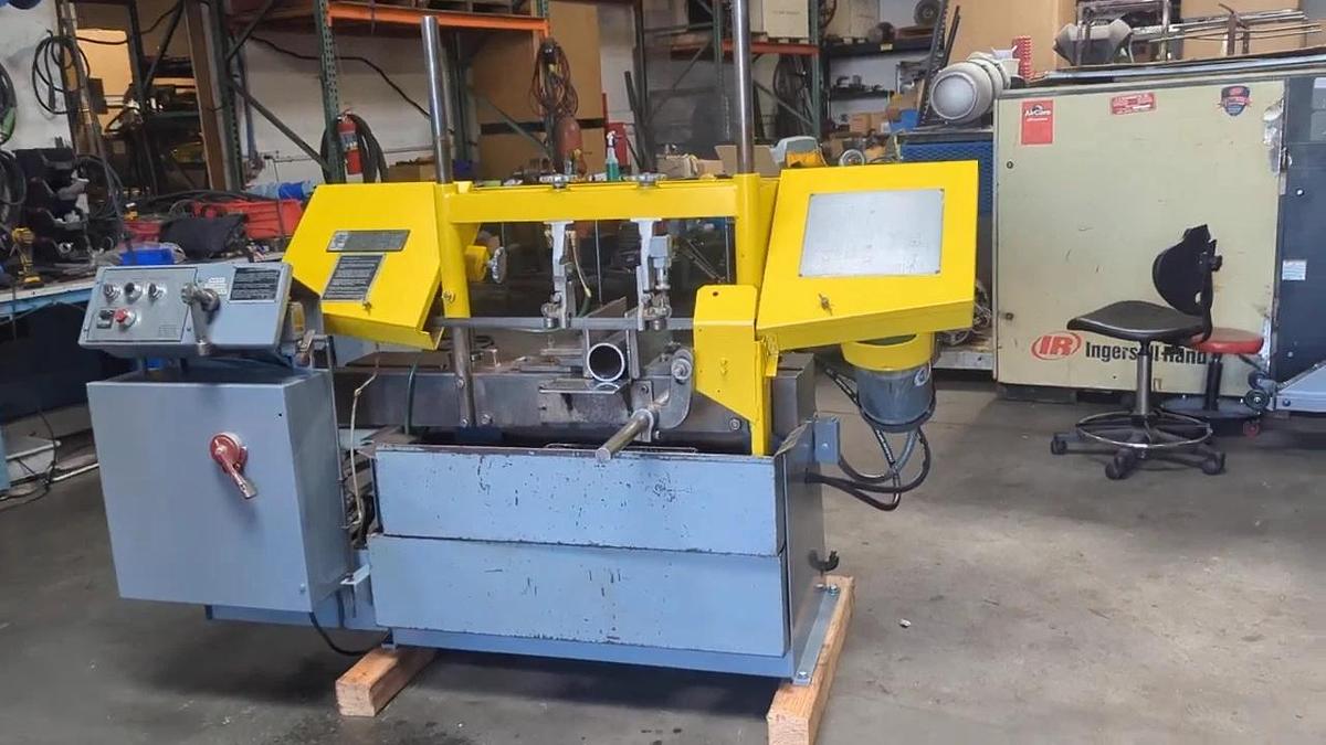 Used W. F. Wells and Sons Horizontal Band Saw Bandsaw with Coolant Pump & New Blade