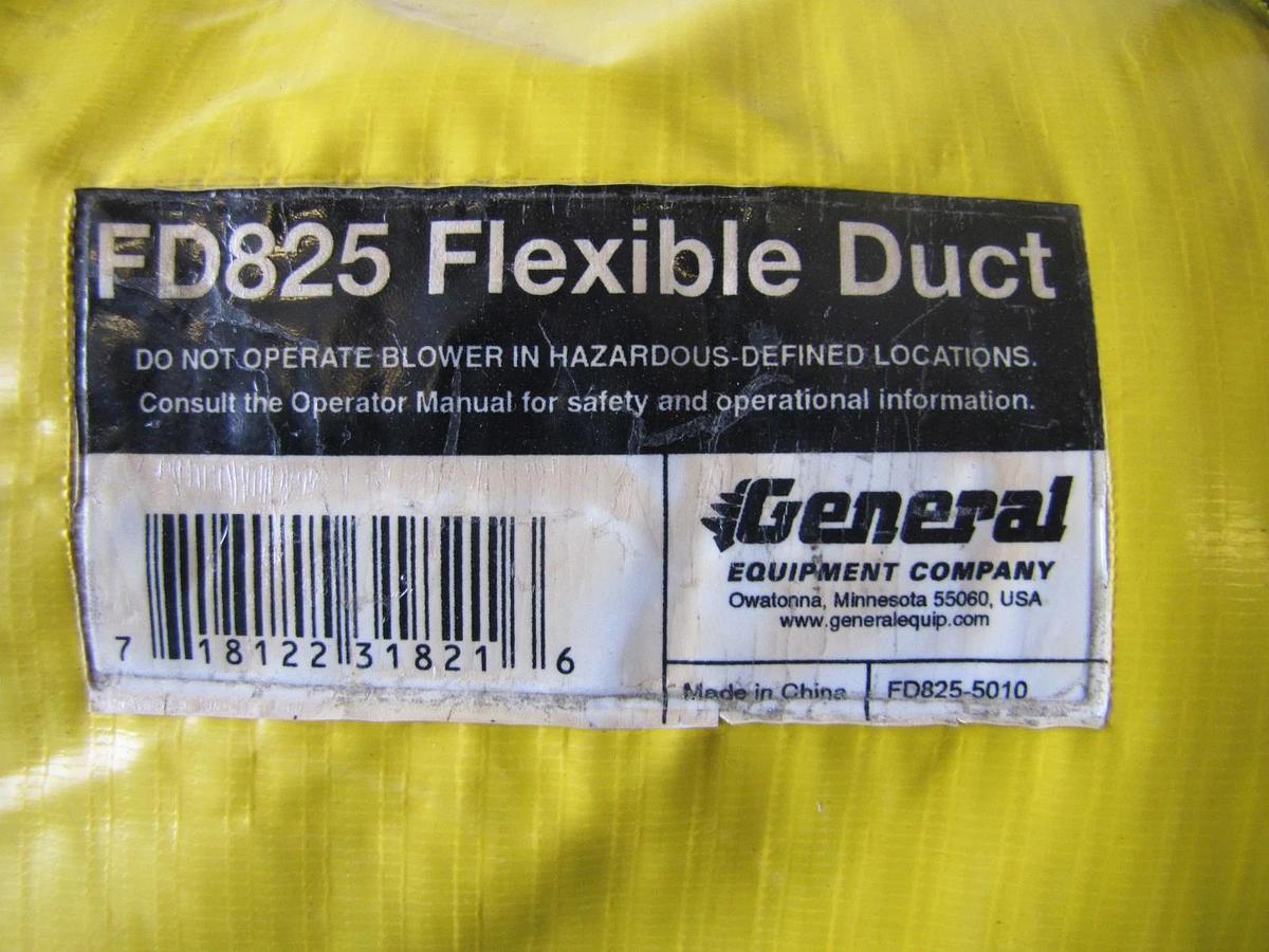 Used General 8" Diameter FD825 Portable Yellow Flexible Ducting Duct 22' Long