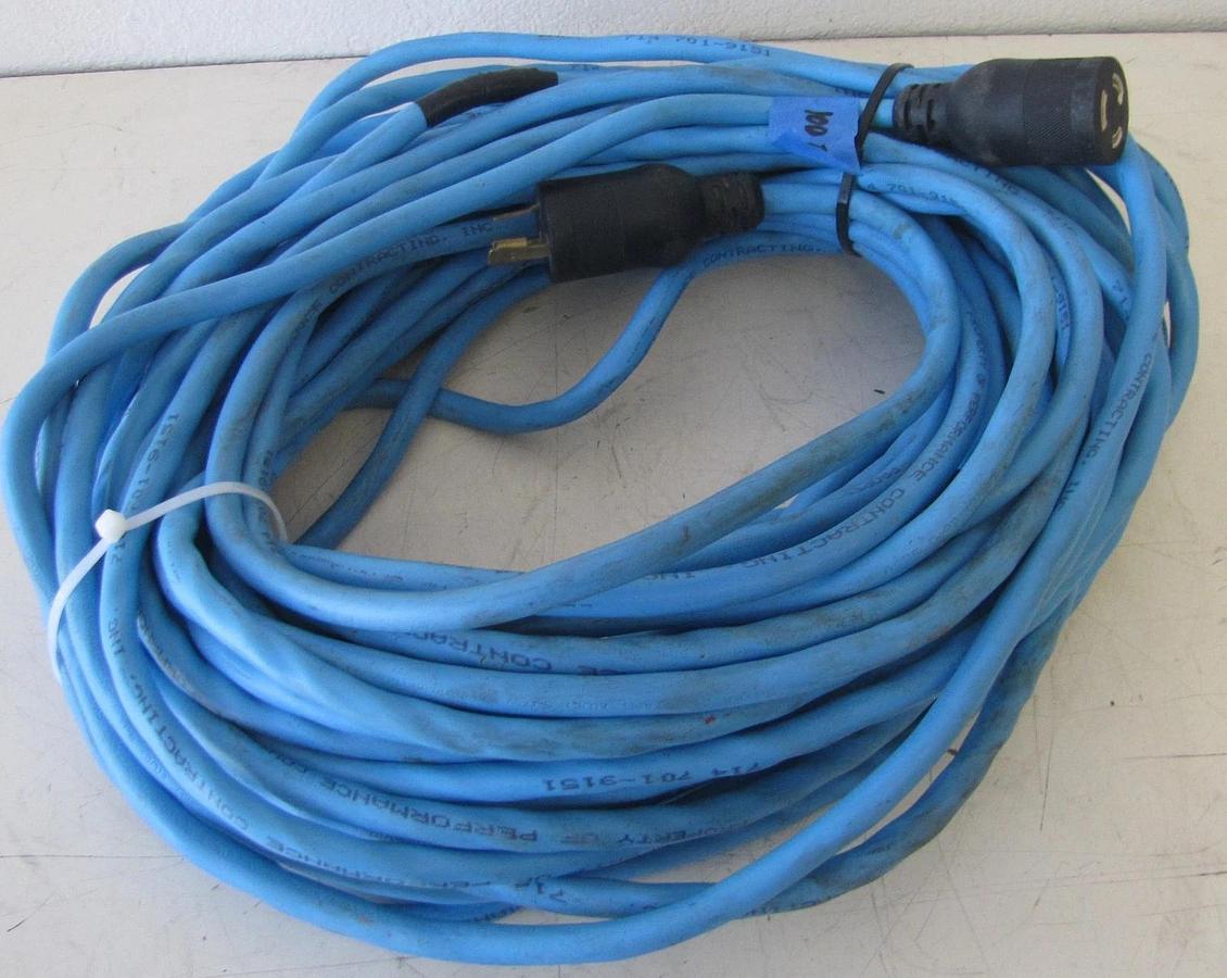 Used Lot of 5 100ft Twist Lock Power Cable Extension Cord for Spider Box Distribution
