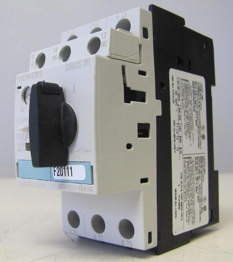 Used Siemens 3RV1021-1EA10 Manual Motor Starter Circuit Breaker 4 Amps 4A