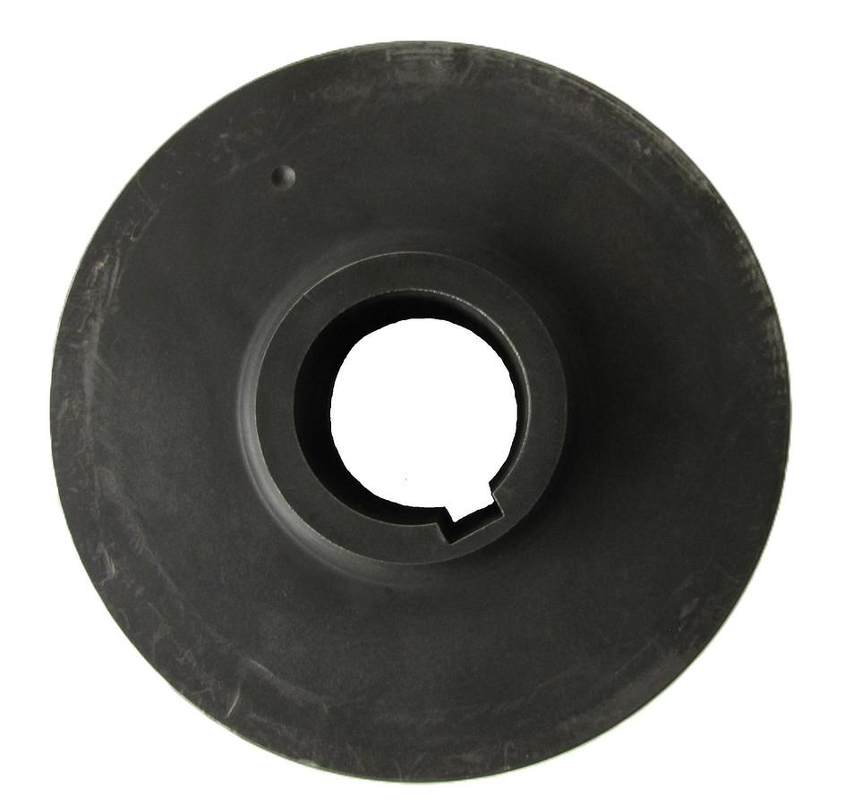 Used Industrial 5-1/8" OD Pulley Sheave 2 Groove 1-1/2" Keyed Bore for 3/8" Wide Belt