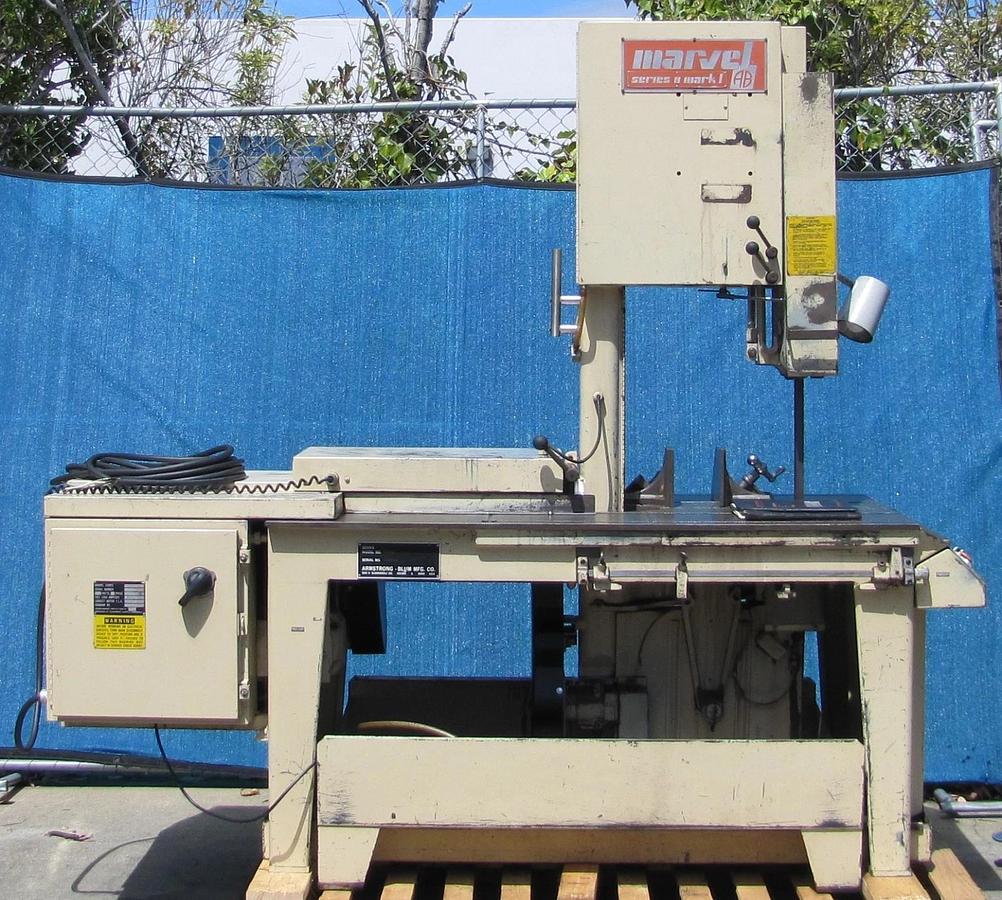 Used Marvel Series 8 Mark I Tilting Band Saw 230V 3PH Metal Cutting w/ Coolant Pump