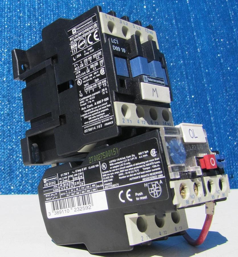 Used Telemacanique 25A Motor Sarter Contactor 120V Coil and Overload Relay
