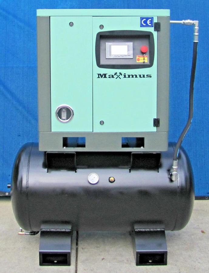 Used 2026 Maximus 10 HP Rotary Screw Air Compressor VFD 230V Single Phase on 60G Tank