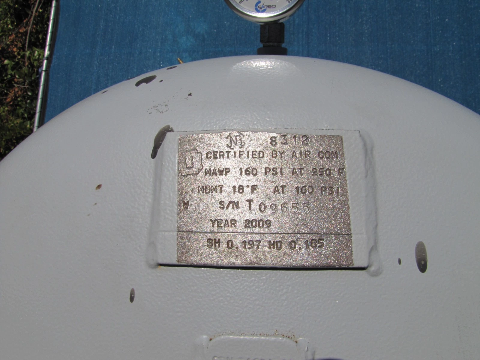 Used Chicago Pneumatic 120 Gallon Air Compressor Tank Receiver w/ Gauge Safety Valve