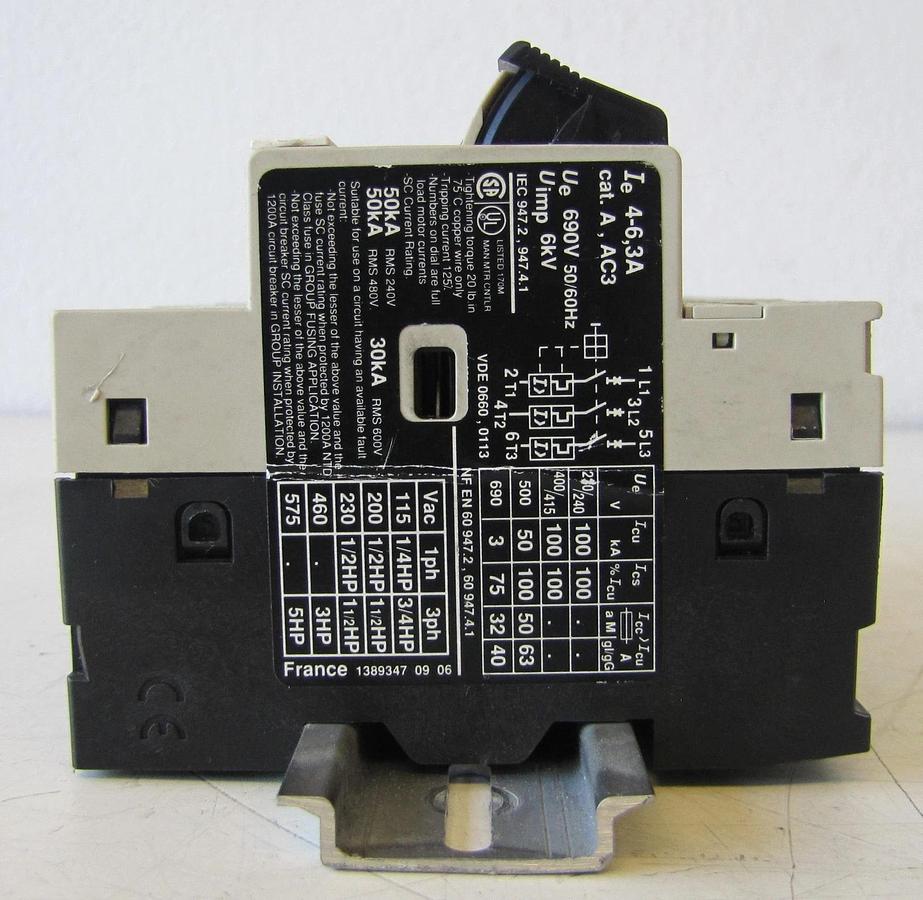 Used Lot of 3 Telemecanique 4-6.3 Amp Safety Circuit Breakers GV2-M10 3 Pole 690V