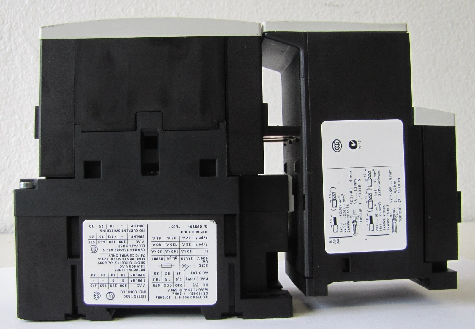 Used Siemens 50A Motor Starter 3RT1034-1A..0 24V Coil With Overload Relay 25HP 460V