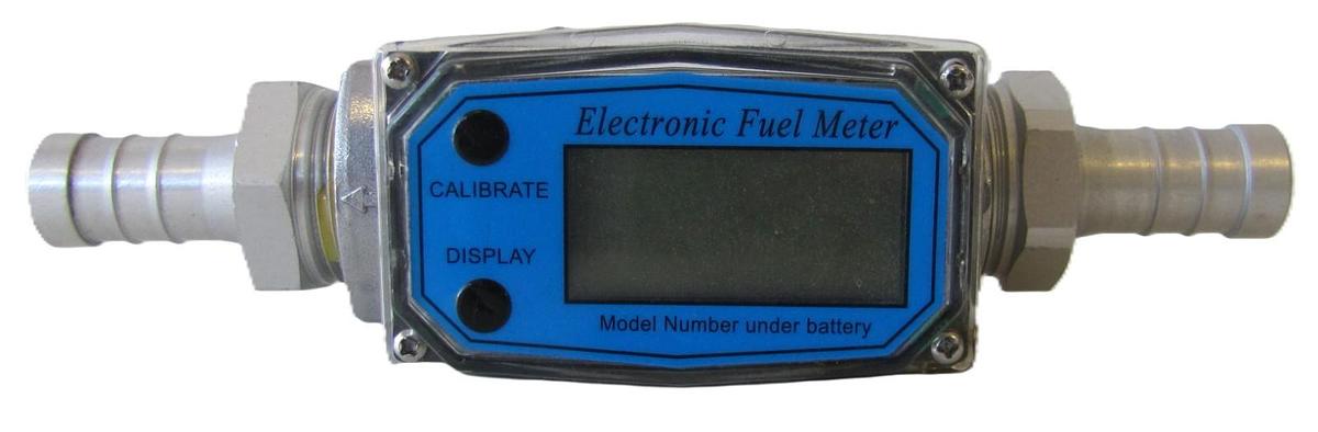 Used Digital Electronic Fuel Flow Meter Barbed Hose Connectors Multi-Fuel Gas Diesel