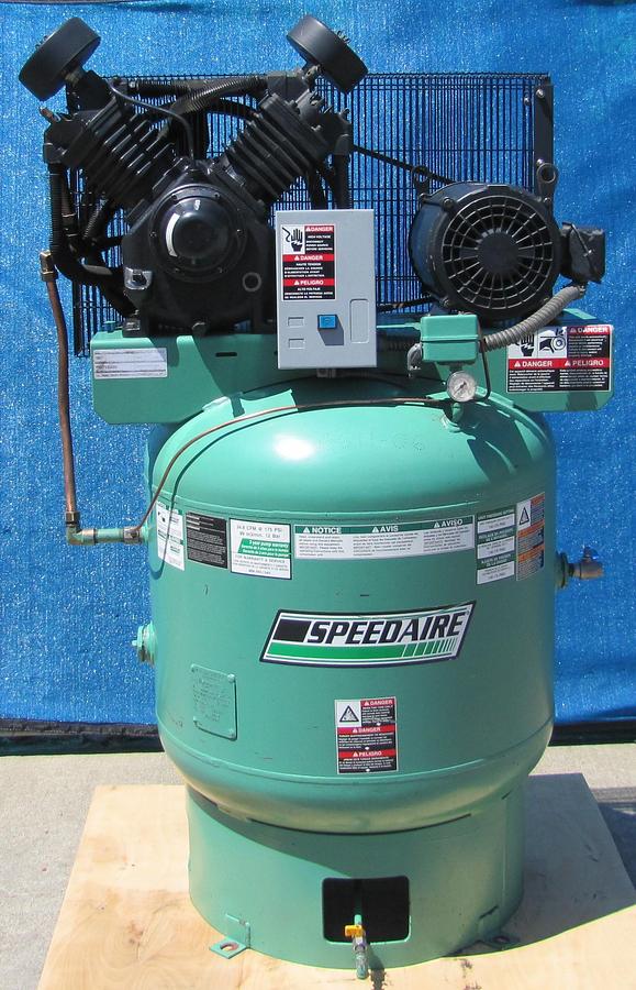 Used Speedaire 10 HP Piston Air Compressor with 80 Gallon Tank 175 PSI 230V 3 Phase