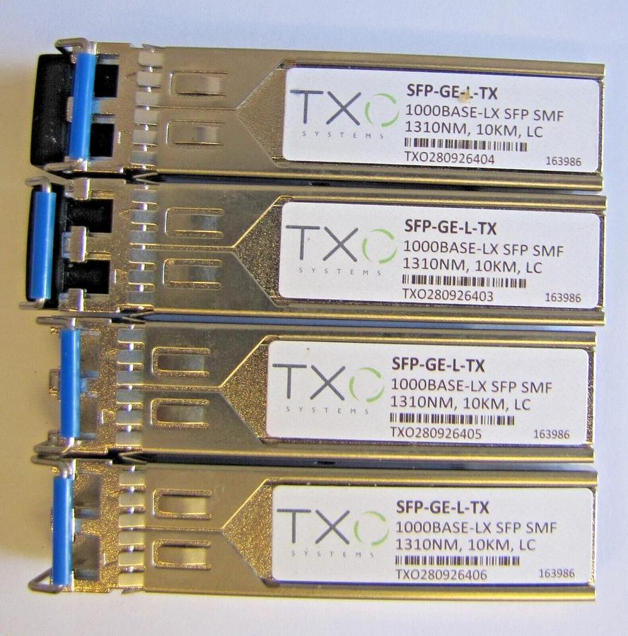 Used Lot of 4 TXO Systems SFP-GE-L-TX Gigabit 1GE 1000Base-LX Optical Transceiver