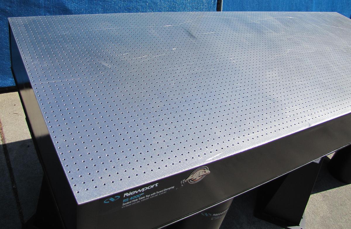 Used Newport RS 4000 10' x 4' Optical Breadboard Sealed Hole Table Top RL-2000 Legs