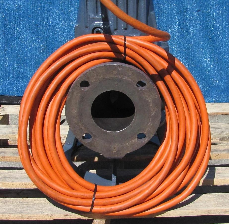 Used Flygt 5 HP Submersible Trash Water Sump Pump 200V 3PH 4" Outlet 48' Cable