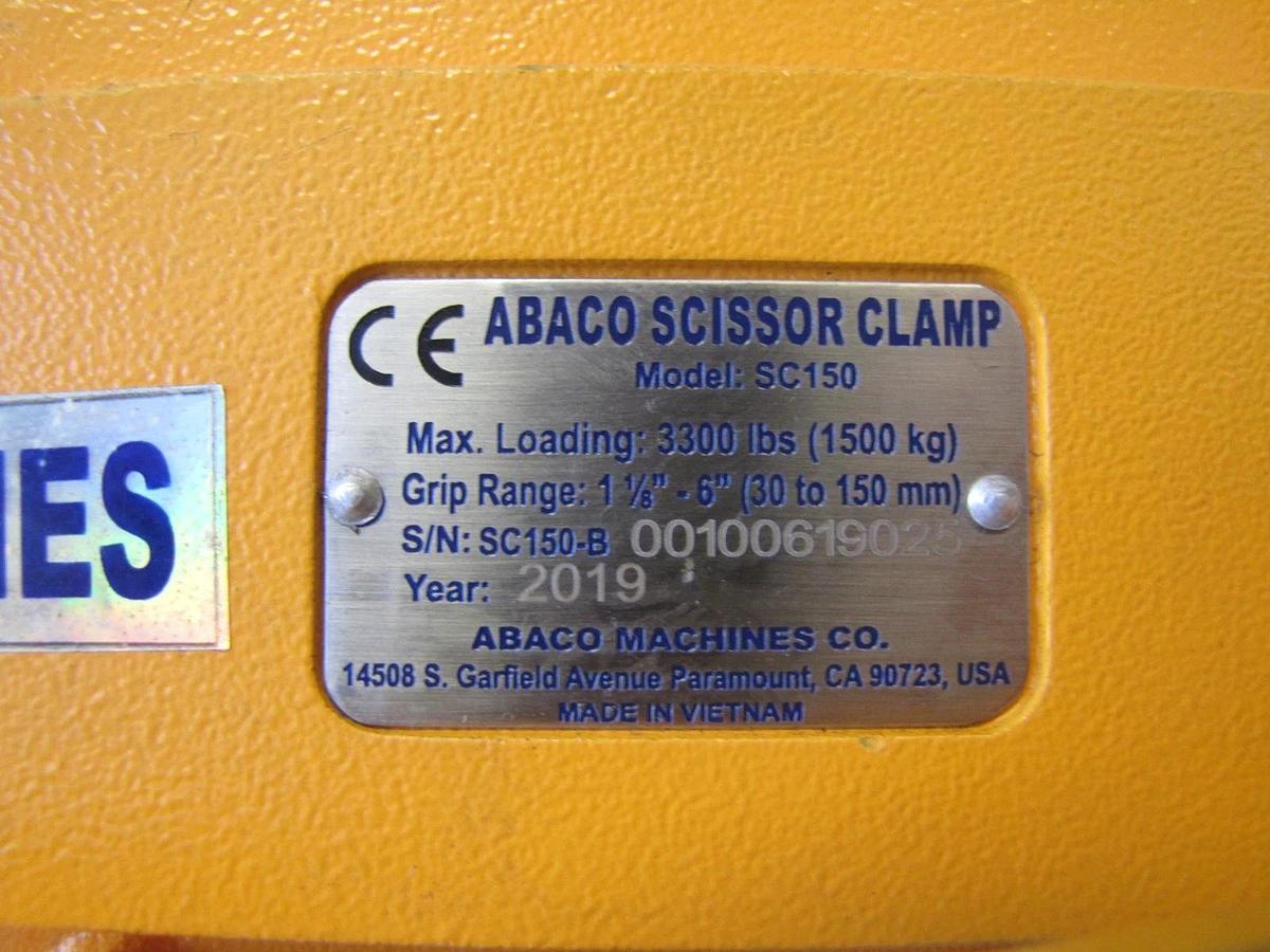 Used Abaco Scissor Clamp Lift Accessory SC150-B 3300 Lb Cap 1 -1/8" to 6" Grip Range