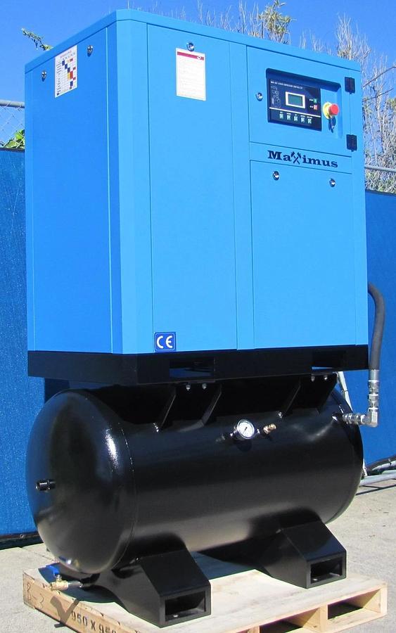Used 2025 Maximus 15 HP 63 CFM Rotary Screw Air Compressor 230V 3 Phase With 80G Tank