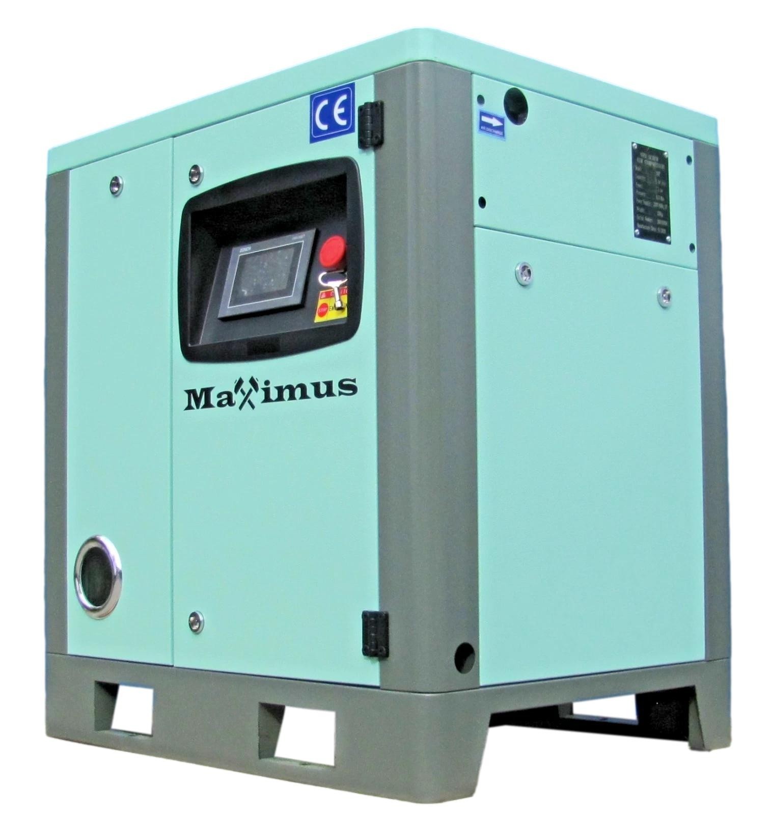 Used 2026 Maximus 10 HP Rotary Screw Air Compressor VFD 230V Single Phase