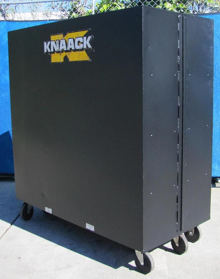 Used Knaack 100 Bi-fold Folding Rolling Storage Cabinet 65" x 30" x 60" with New Lock