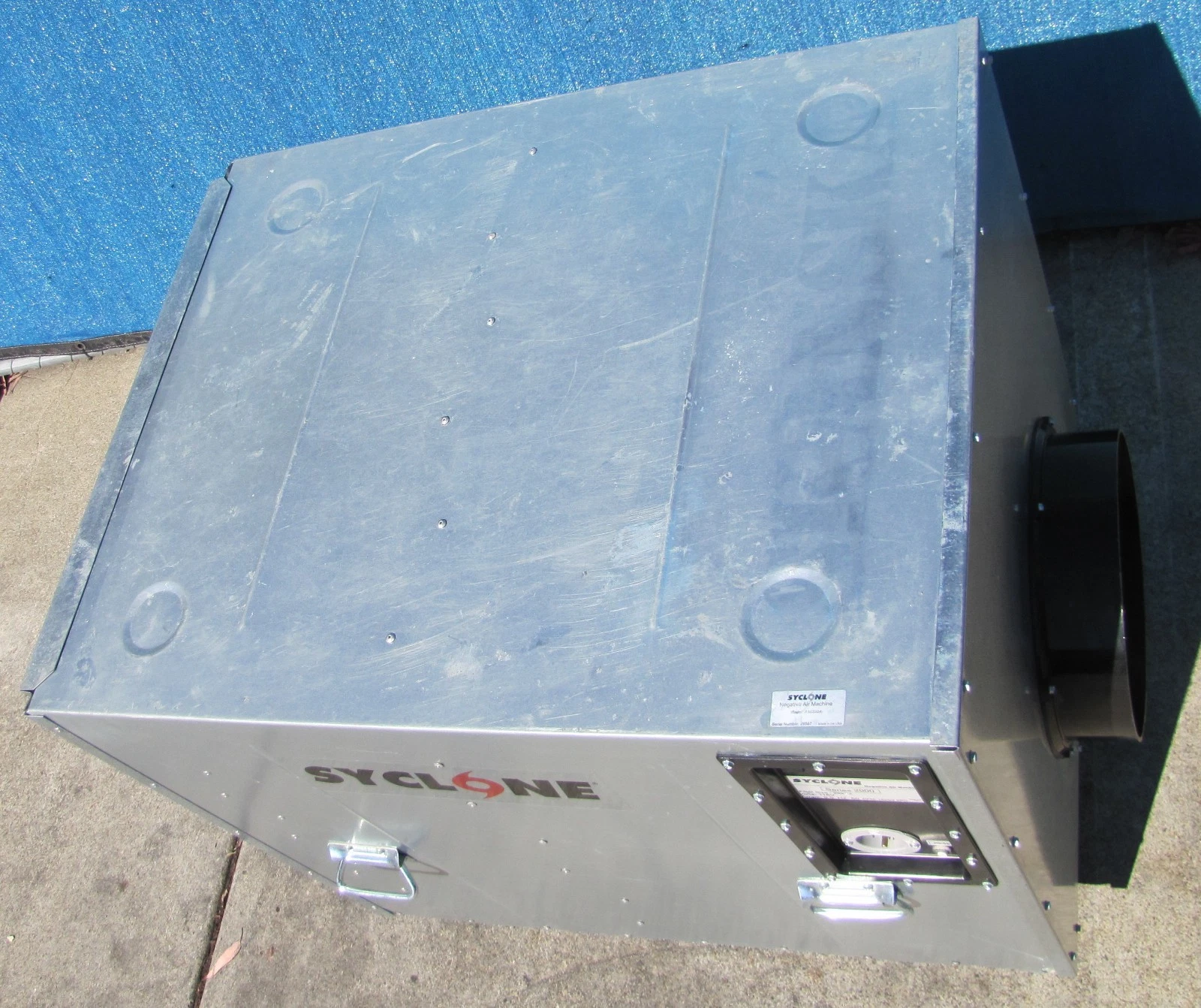 Used Syclone Negative Air Scrubber HEPA Filter 2000 CFM 115V 2 Speed Duct Port 29587