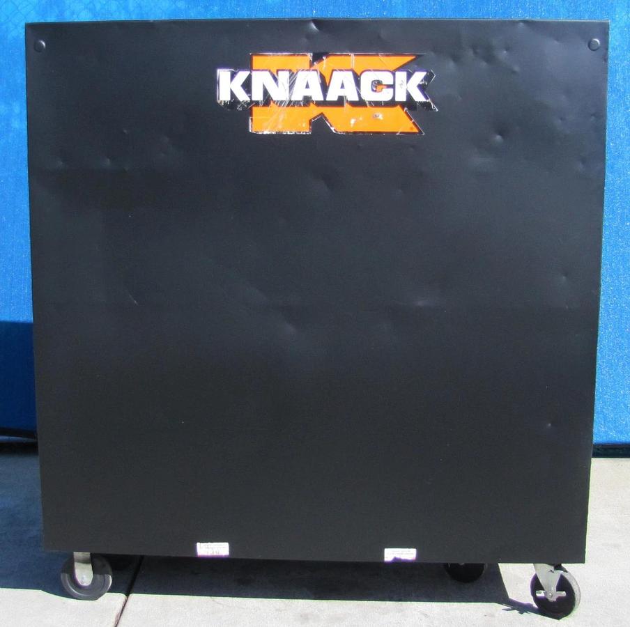 Used Knaack 100 Bi-fold Folding Rolling Storage Cabinet 65" x 30" x 60" with New Lock