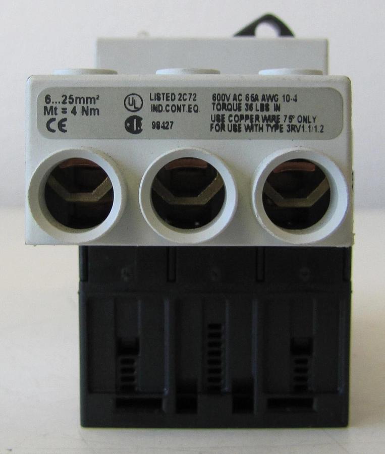 Used Siemens Sirius 3R 3RV1011-AA10 20A 20 Amp Circuit Breaker 3 Pole 600V