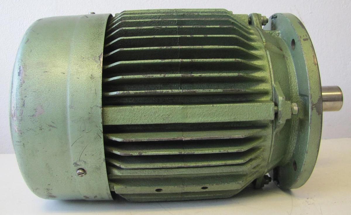 Used Bauknecht 6.6 kW Electric Motor 230/460V 3 Phase 1740 RPM 1-1/2" Shaft Dia.