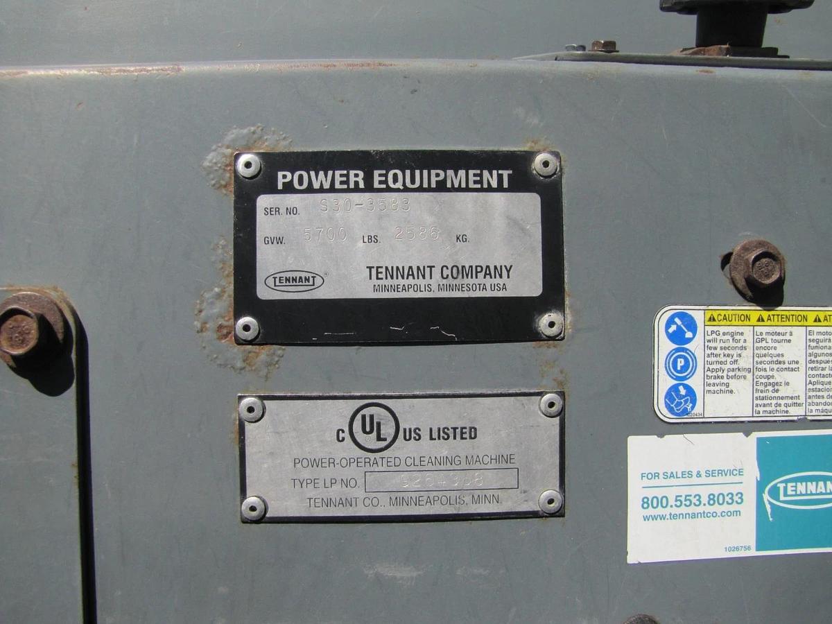 Used Tennant S30 Ride On Parking Lot Sweeper LP Propane GM 1600 Vortec Engine