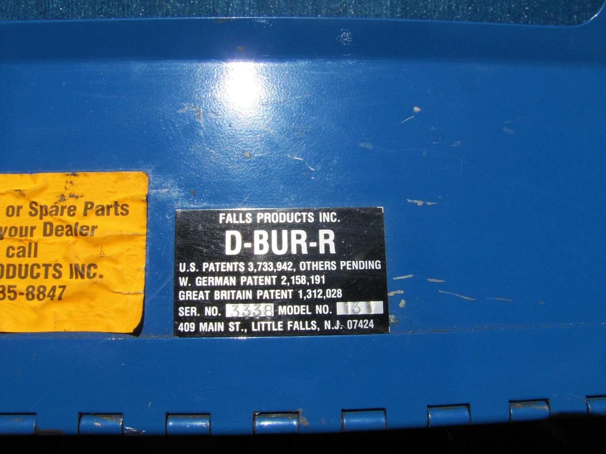Used Falls Products D-BUR-D Model 131 Straight Edge Deburring Machine 115V