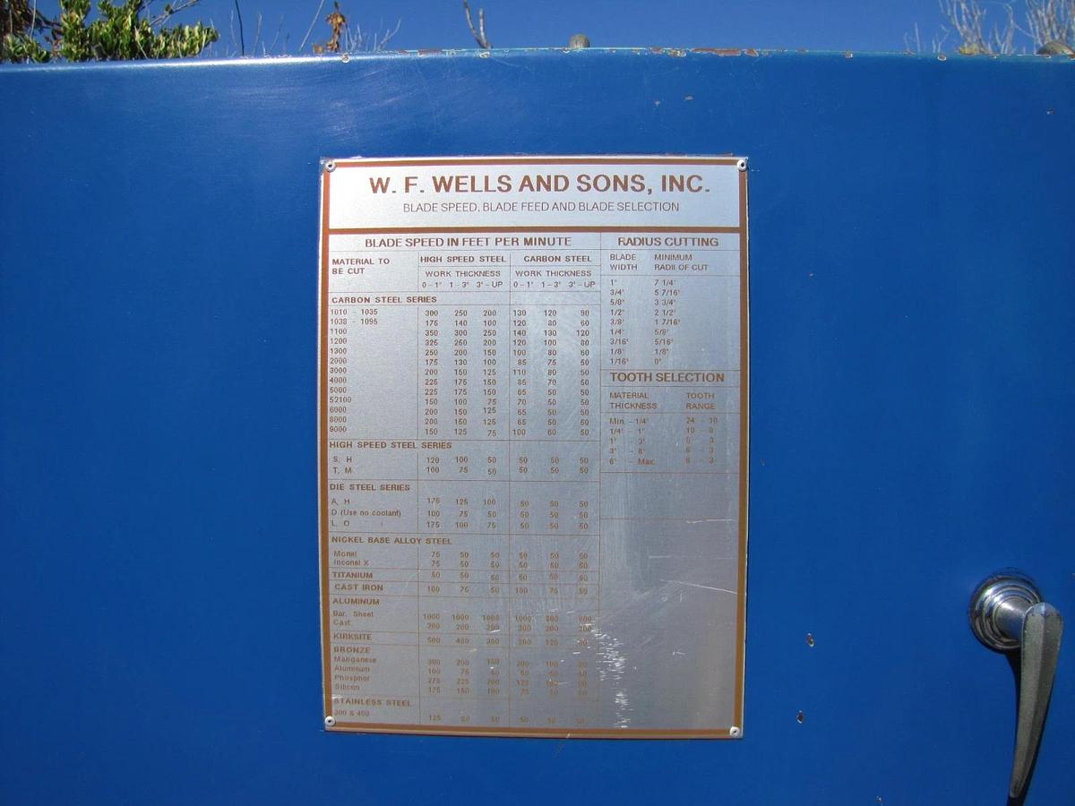 Used WF Wells & Sons V4012 Vertical Bandsaw Blade Welder 230V 3 Phase Variable Speed