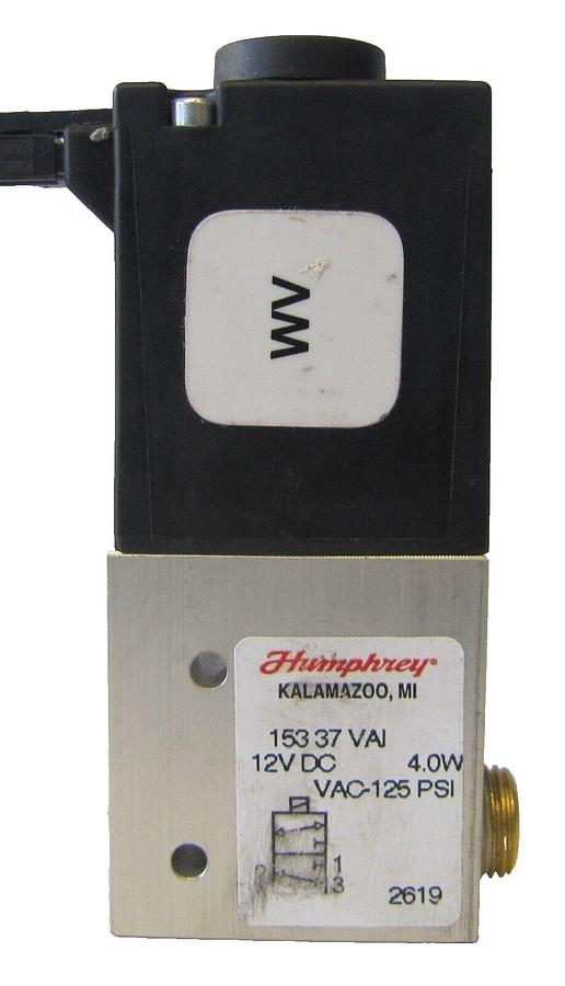 Used Humphrey 153 37 VAI Balanced Solenoid Valve 12 VDC 12V DC 1/8" NPSC Port 125 PSI