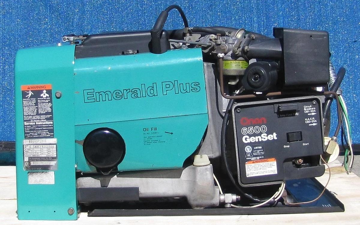 Used Onan Commercial 6500 Watt RV Gasoline Generator 120/240V Output 1784 Hours