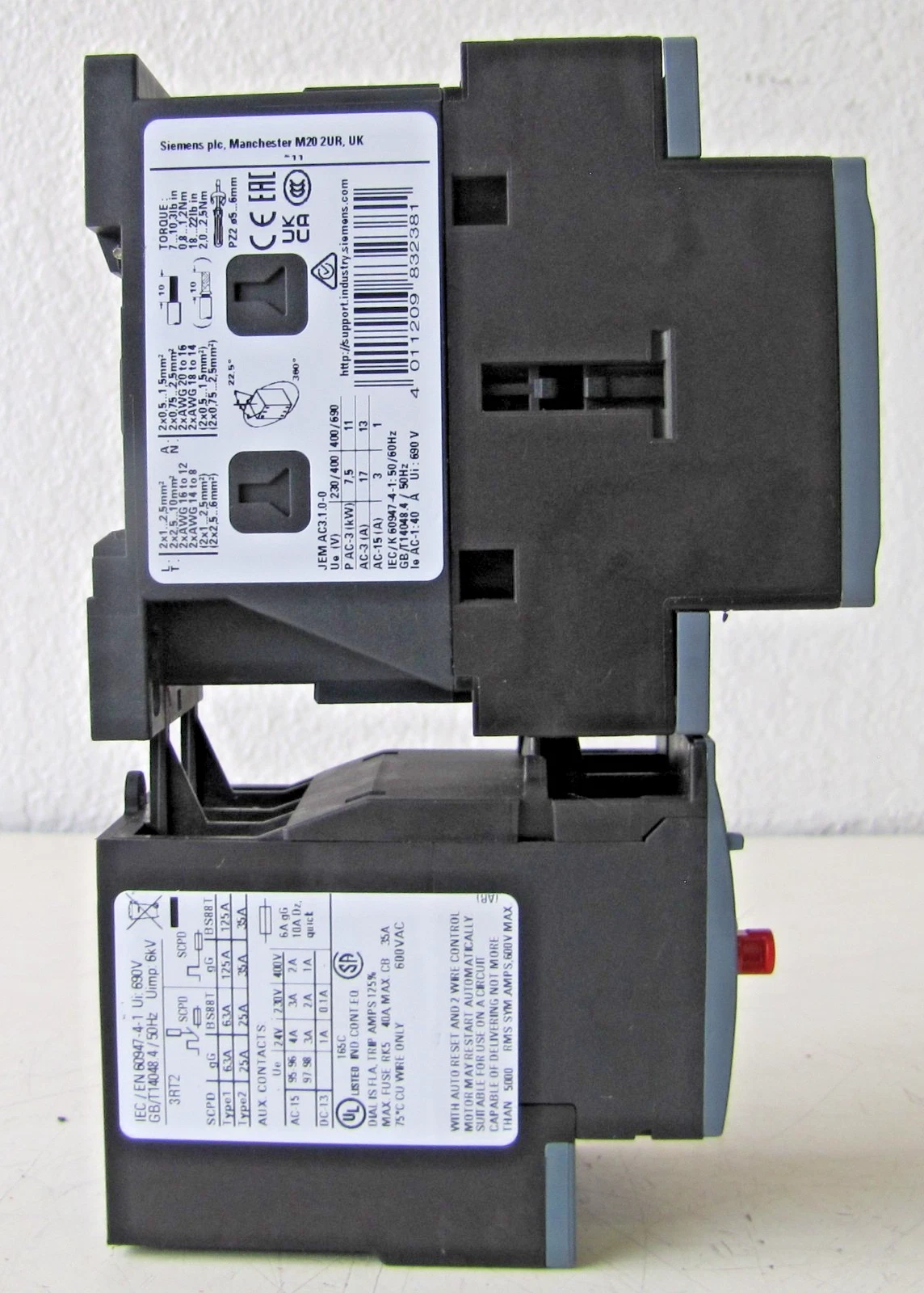 Used Siemens 3RT2025-1AC20 35A Motor Starter 24V Coil Overload 3PH 5HP 230V 10HP 460V
