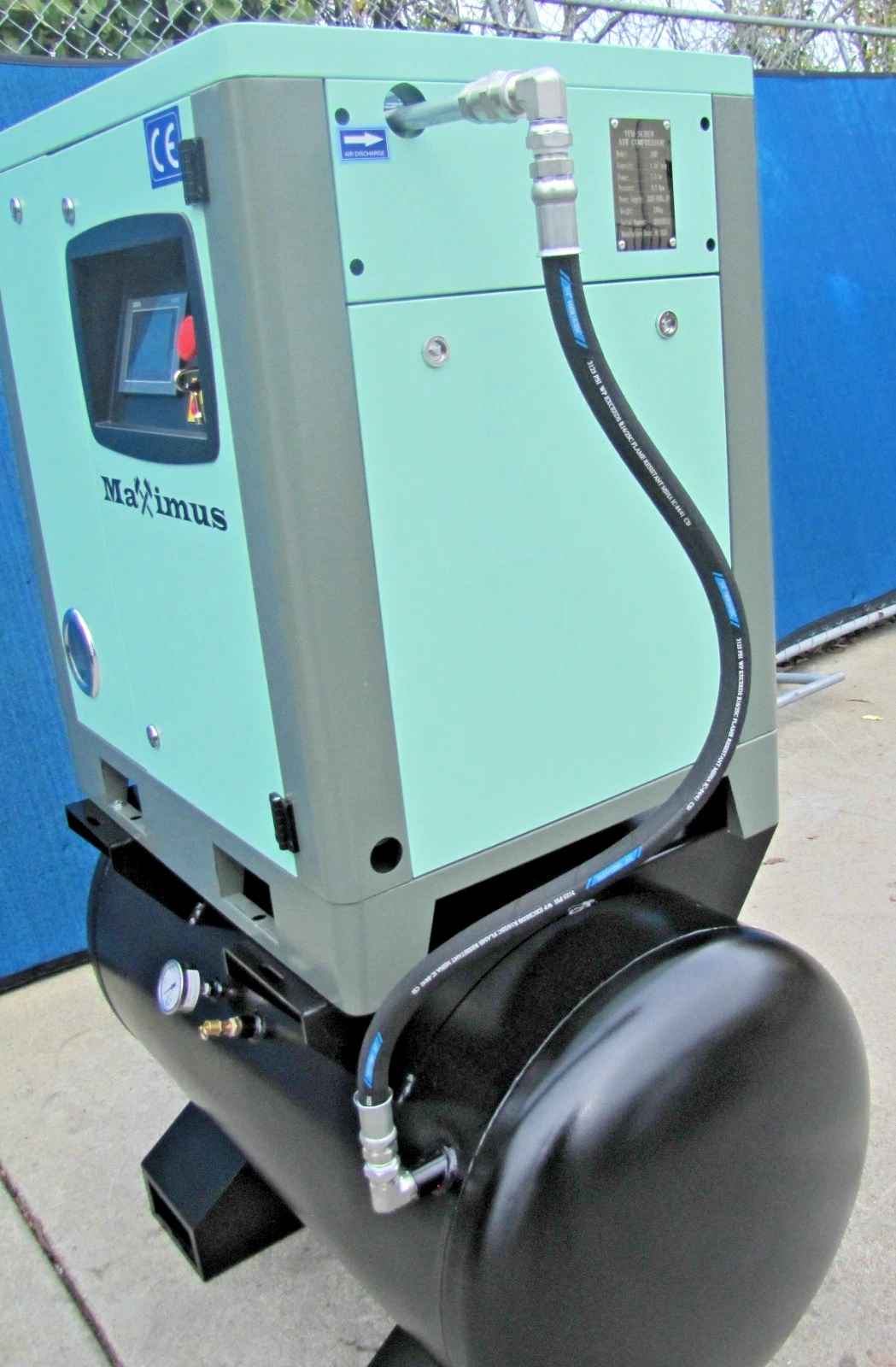 Used 2026 Maximus 10 HP Rotary Screw Air Compressor VFD 230V Single Phase 80 G TanK