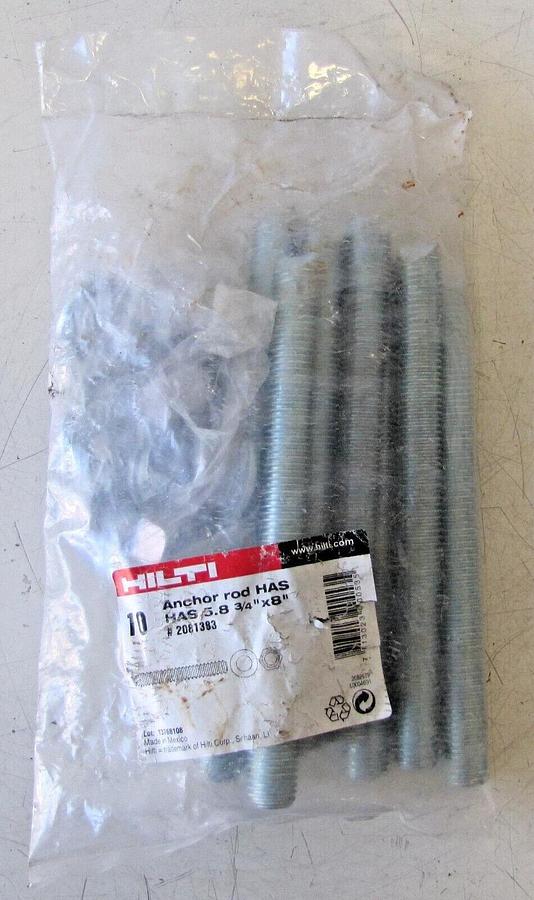 Used Hilti 10 Anchor Rod Has 5.8 3/4 X 8 #2081383