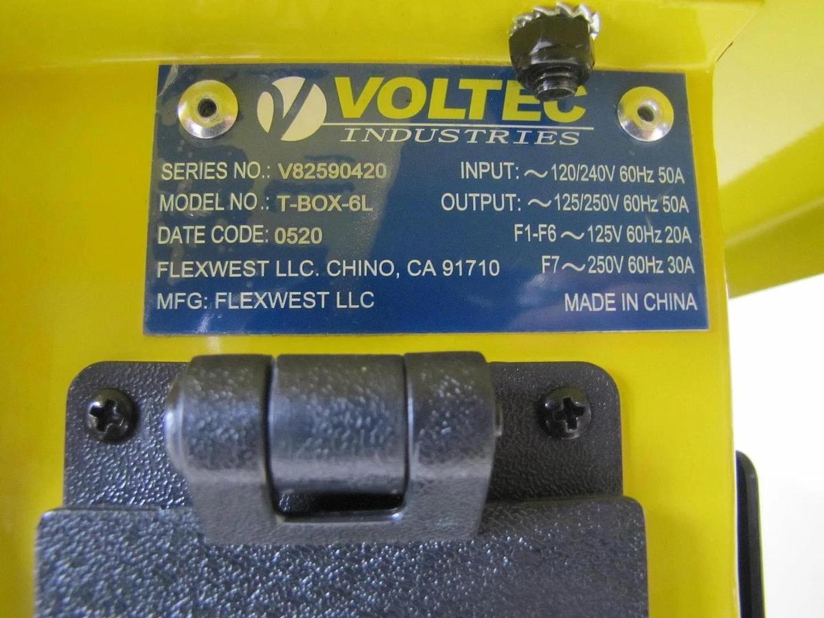 Used Voltec 09-00675 Temporary Power Distribution Box T-BOX-6L