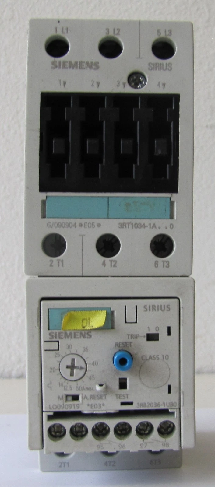 Used Siemens 50A Motor Starter 3RT1034-1A..0 24V Coil With Overload Relay 25HP 460V