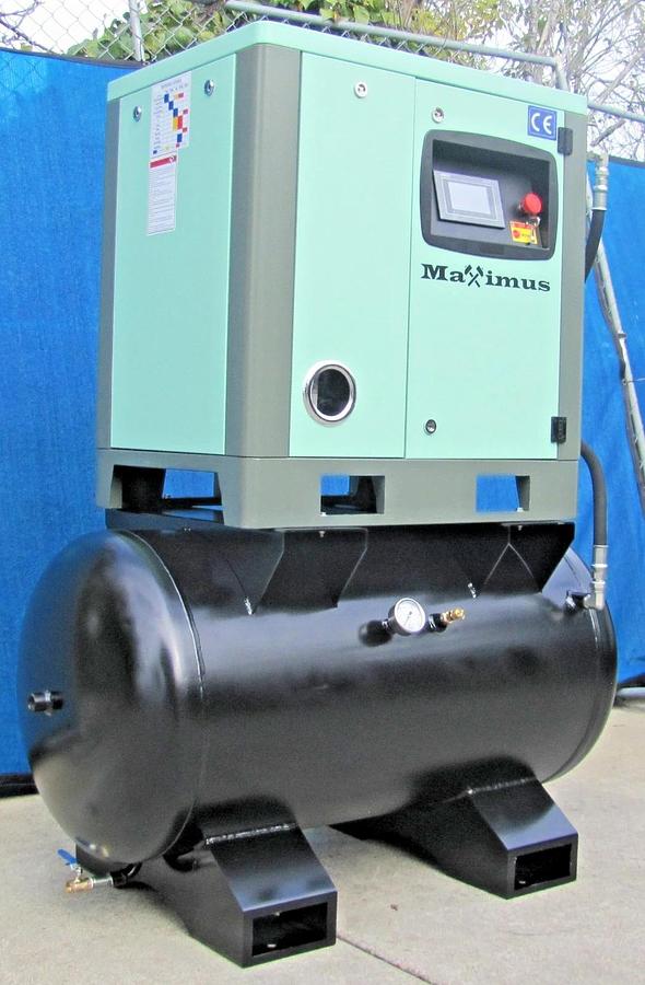 Used 2026 Maximus 10 HP Rotary Screw Air Compressor VFD 230V Single Phase on 60G Tank
