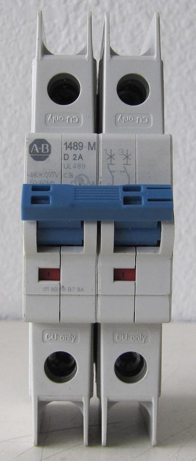 Used Allen Bradley AB 2 Amps Miniature Circuit Breaker 1489 M2D020 2A 480/277V