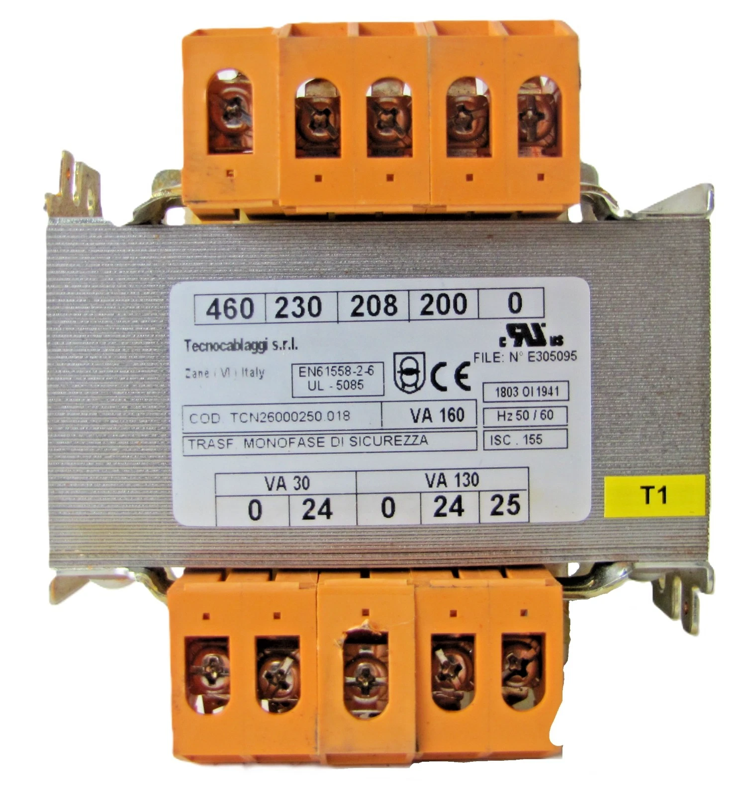 Used Tecnocablaggi 160 VA Control Transformer TCN26000250.018 200-460V Input 24V Out