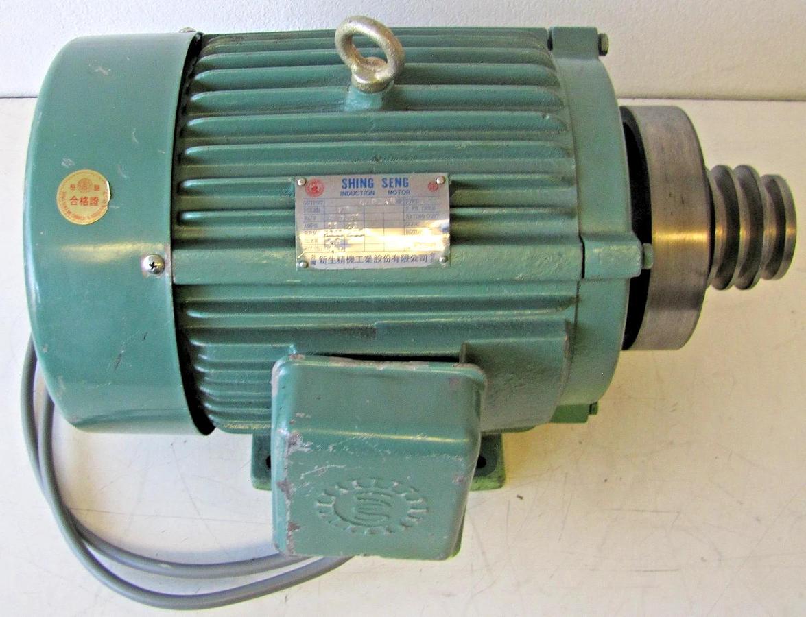 Used Shing Seng 5HP/2.5HP 2-Speed Electric Motor 220V 3 Ph Enco Lathe NCO 405G x 1000