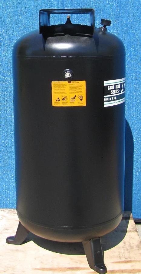 Used SpeedAire 80 Gallon Upright Air Compressor Receiver Tank w/ Pressure Gauge