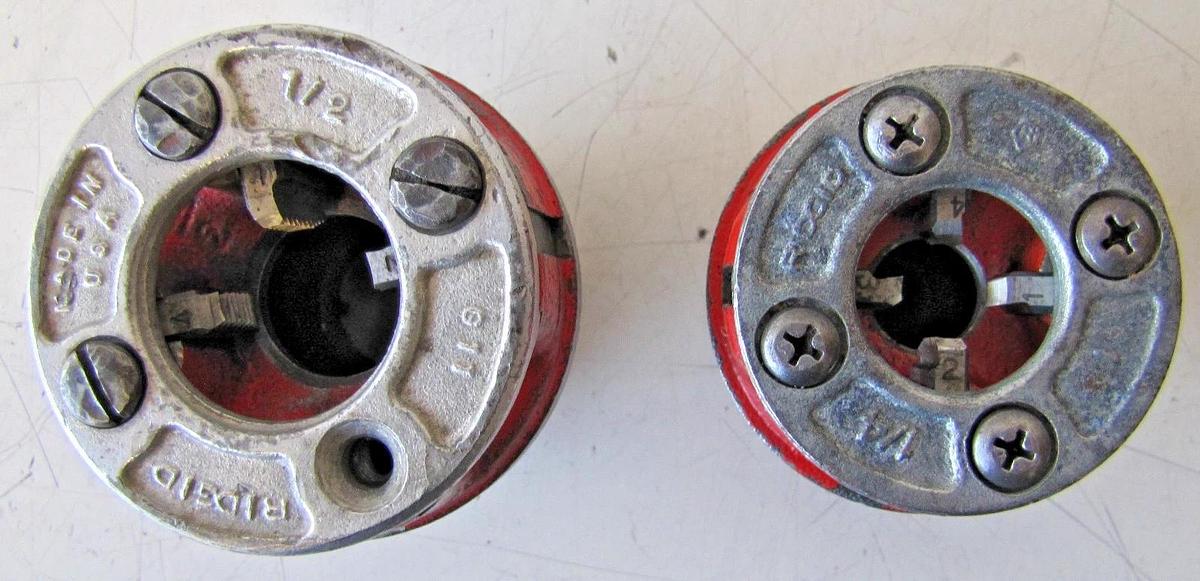 Used RIDGID 36345 00-R Exposed Ratchet Threader Set 1/4", 3/8", 1/2", 3/4", 1" Sizes