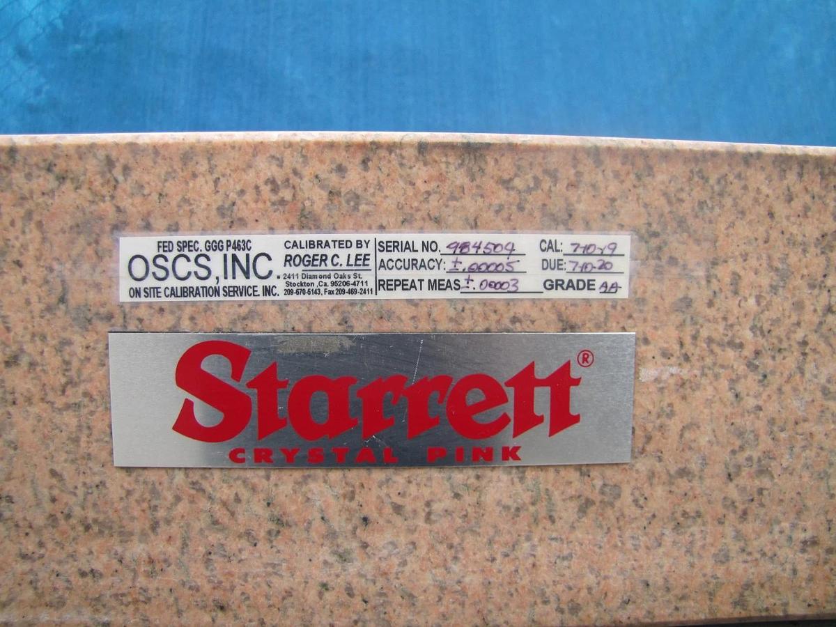 Used Starrett Crystal Pink Granite Surface Plate Inspection Table 36" x 24" Grade AA