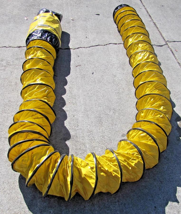 Used General 8" Diameter FD825 Portable Yellow Flexible Ducting Duct 22' Long