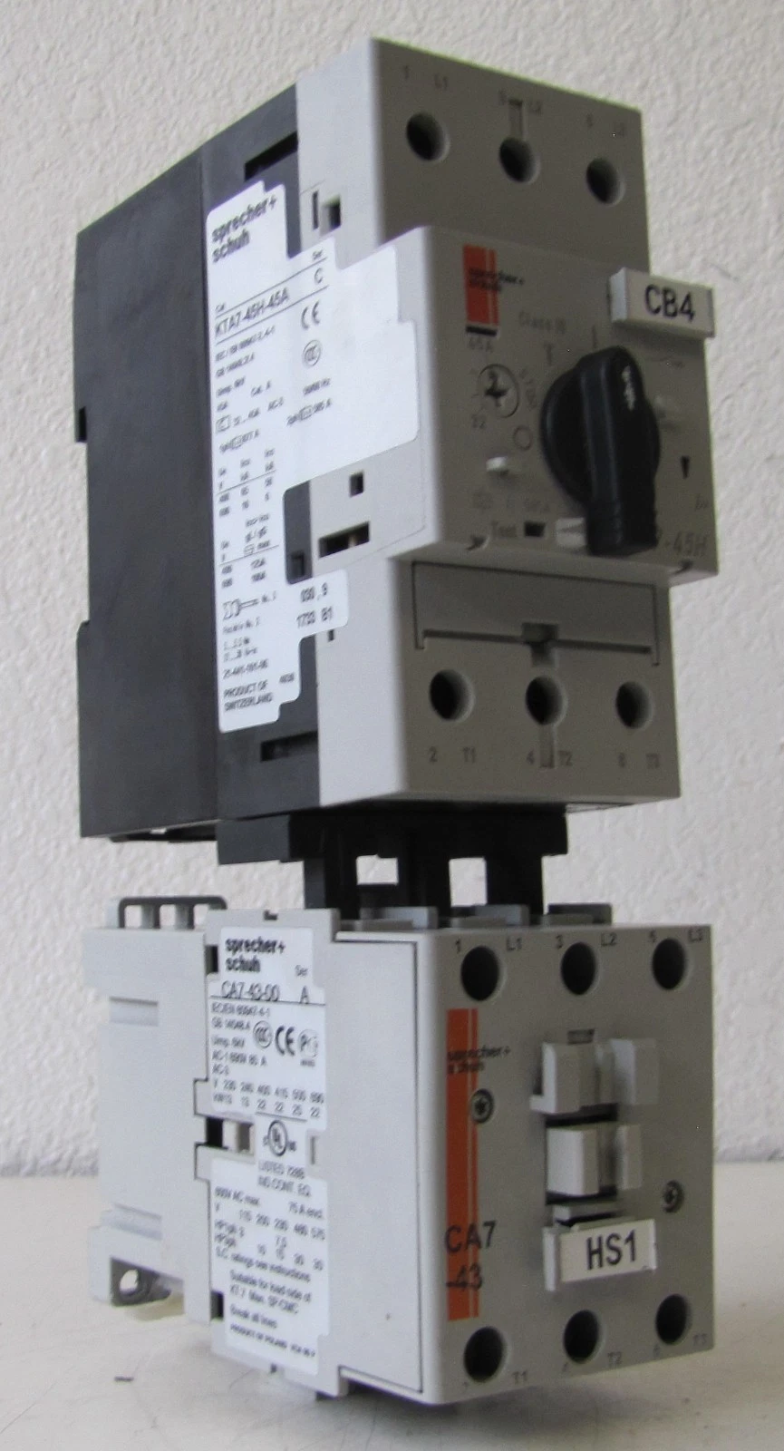 Used Sprecher+Schuh CA7-43-00 85A Contactor 110V Coil KTA7-45H-45A Manual Breaker 3P