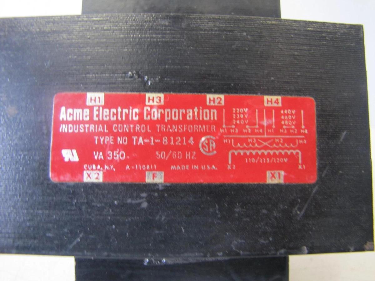 Used Acme 350 VA Control Transformer 230/460V Input 115V Output 110V 120V TA-1-81214