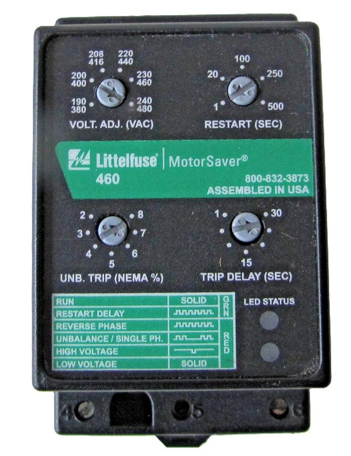 Used Littelfuse 460 Motor Saver 190-480VAC 3 Phase Voltage Monitor Protection Relay