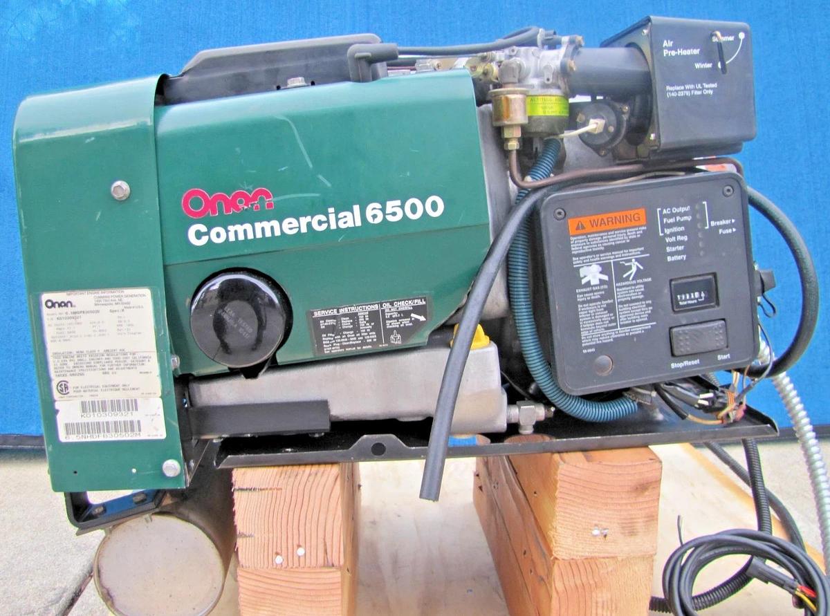 Used Onan Commercial 6500 Watt RV Generator Gasoline Powered 120V Output