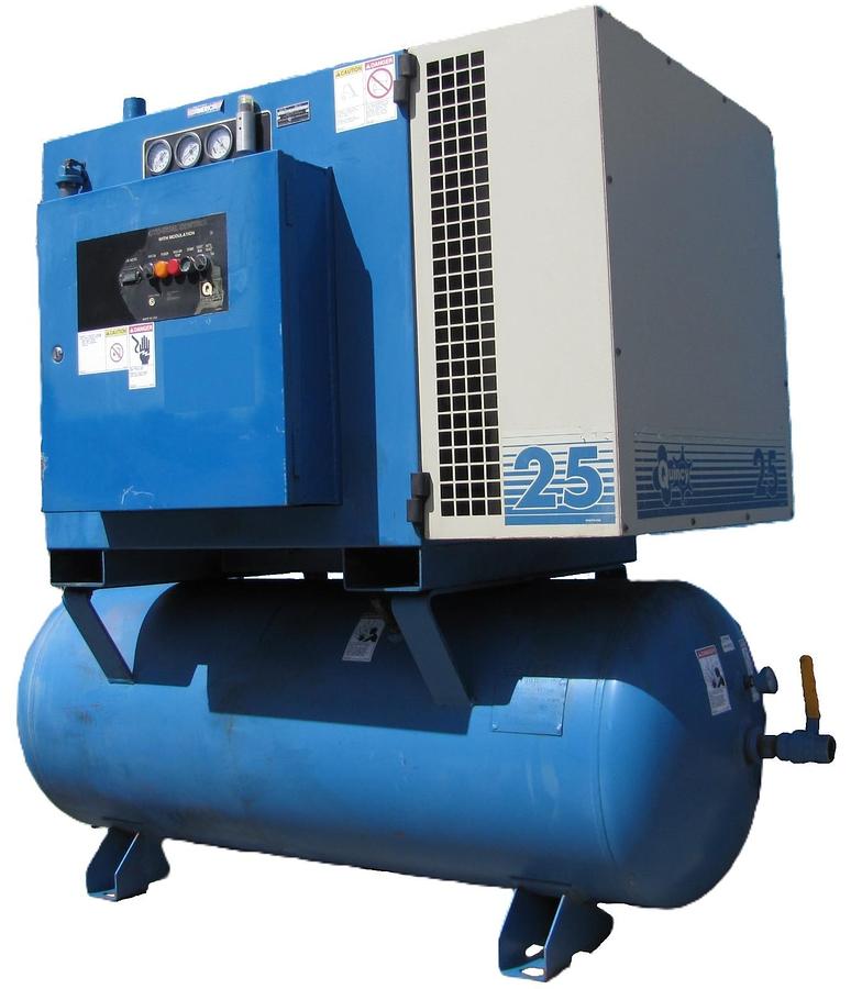 Used Quincy 25HP VFD Rotary Screw Air Compressor 120 Gal Tank 230V 3PH Only 34178 Hrs