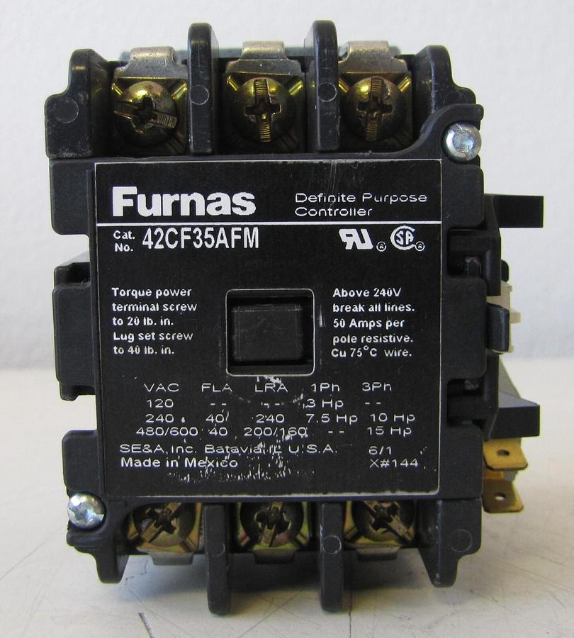 Used Furnas 42CF35AFM 3 Pole 40 Amp Definite Purpose Controller Contactor with Switch