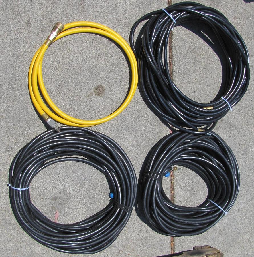 Used Twin Air TA-3 Rotary Vane Air Compressor 2HP 115V Three 50ft Hoses & Manifold